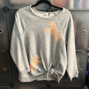 Anthropologie Tiger Embroidered Tied Pullover. XS